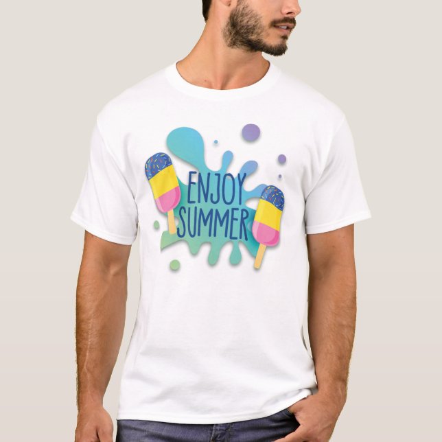Ice Cream With Water Splash/ Shadow Effect T-Shirt (Front)