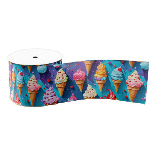 Ice Creams Colourful Art Grosgrain Ribbon