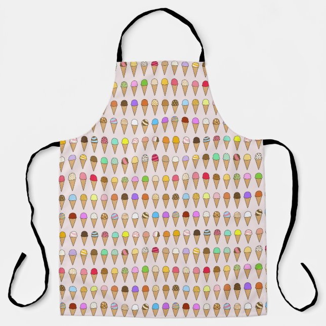 "Ice Creams of Many Flavors" Pattern Apron (Front)