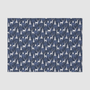 Ice Crystal Christmas Deer Cobalt Blue Tissue Paper