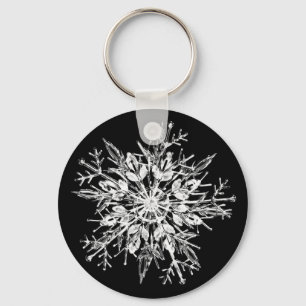 Ice crystal snowflake key ring