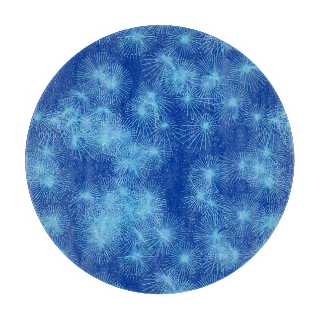 Ice crystal starbursts, blue background cutting board (Front)