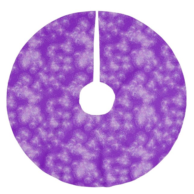 Ice crystal starbursts - deep purple brushed polyester tree skirt (Front)