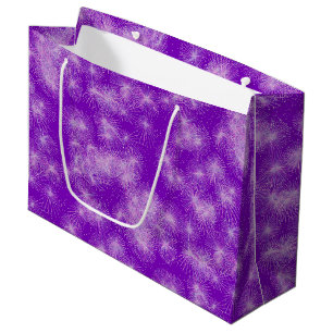 Ice crystal starbursts - deep purple large gift bag