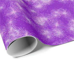 Ice crystal starbursts - deep purple wrapping paper