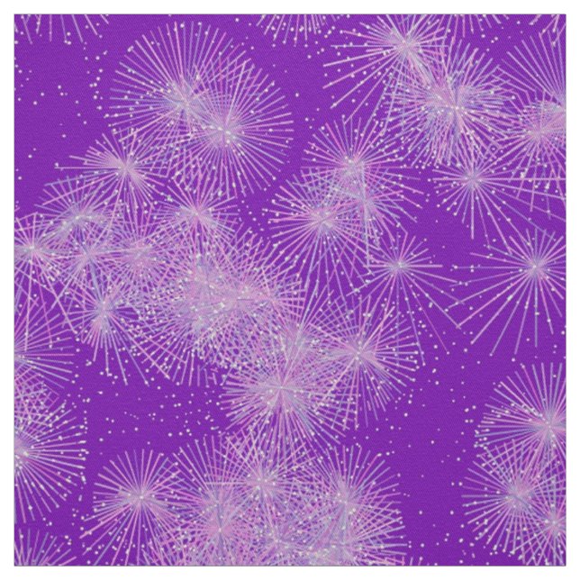 Ice Crystal Starbursts, Purple Background Fabric (Swatch)