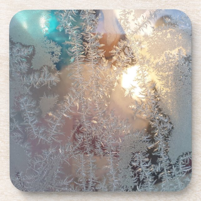 Ice crystal window nature patterns coaster (Front)