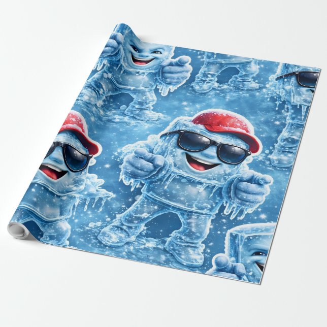 Ice cube man premium wrapping paper (Unrolled)