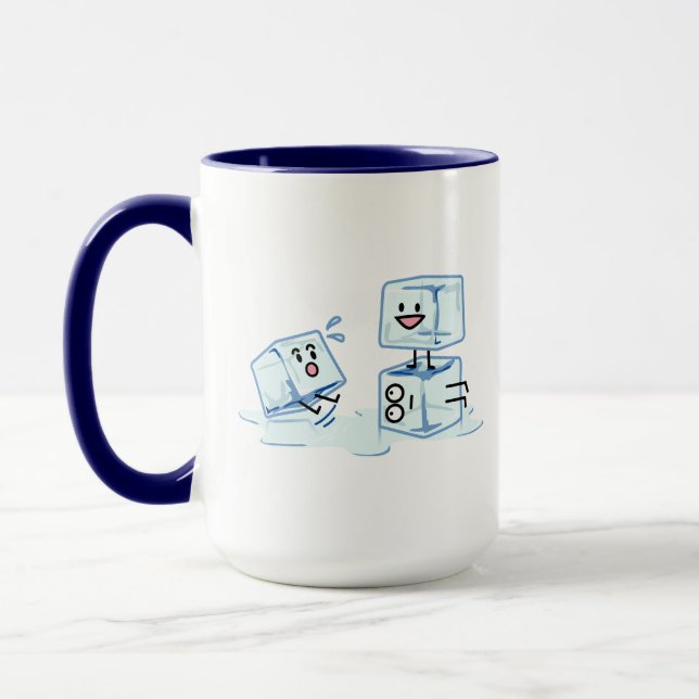 ice cubes icy cube water slipping stack melt cold mug (Left)