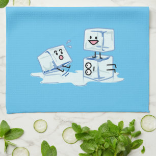 ice cubes icy cube water slipping stack melt cold tea towel