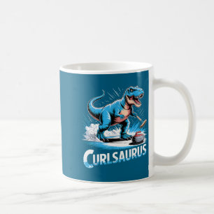 Ice curling player dinosaur t-rex funny curling coffee mug
