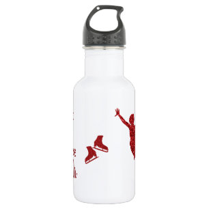 Ice Dance coach water bottle - red sparkle pair