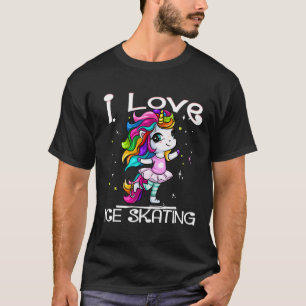 Ice Dancing Cute I Love Ice Skating Rainbow Unicor T-Shirt