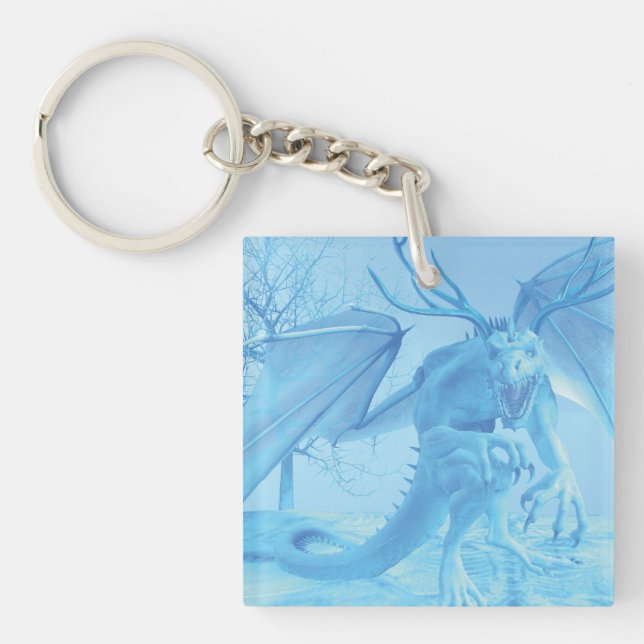 Ice dragon with antlers key ring (Front)