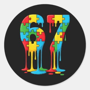 Ice Drip Puzzle Funny 67 Autism Awareness Classic Round Sticker