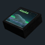Ice Edge Polar Bear Gift Box<br><div class="desc">A peaceful moment in the long Arctic night. A Polar Bear rests at the edge of an open area in the pack ice.The Northern Lights glow in the distance; bright stars twinkle overhead. Text reading "Alaska" appears in glowing green and white. Polar bears are endangered. How much longer will scenes...</div>