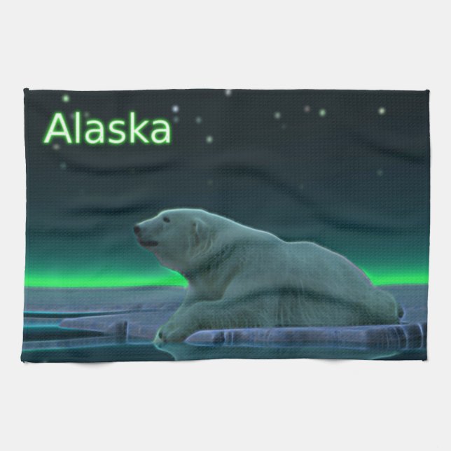 Ice Edge Polar Bear Tea Towel (Horizontal)