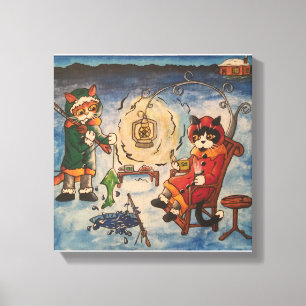 Ice Fishing at Night Canvas Print