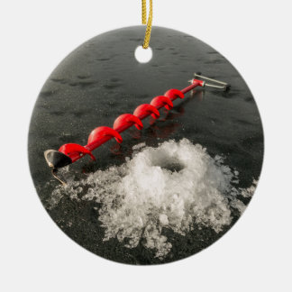 Ice fishing ceramic tree decoration