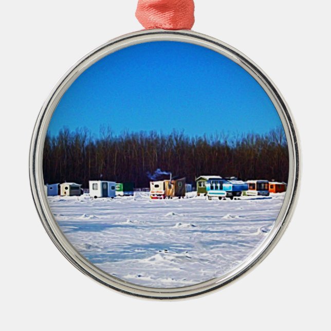 Ice Fishing collection Metal Tree Decoration (Front)