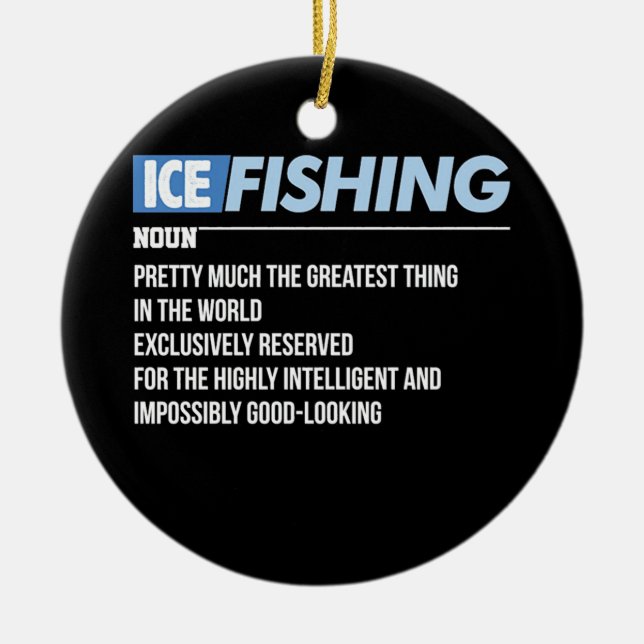 ICE Fishing Definition Ceramic Tree Decoration (Front)