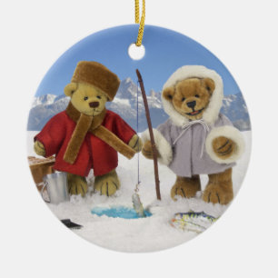 Ice Fishing Dinky Bears Ceramic Tree Decoration