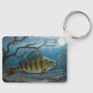 Ice Fishing for Perch Key Ring