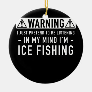 Ice fishing gift ceramic tree decoration