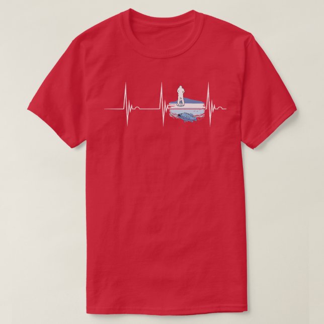 Ice Fishing Heartbeat EKG Pulse Snow Fishing Hole  T-Shirt (Design Front)