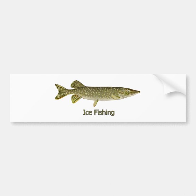 Ice Fishing Northern Pike Logo Bumper Sticker (Front)