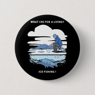 Ice Fishing - Winter Fisherman Design 6 Cm Round Badge