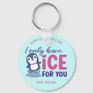 Ice For You Funny Penguin Pun Cute Valentine's Day Key Ring