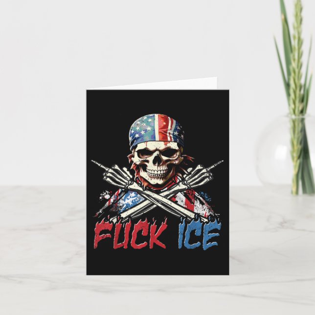 Ice Funny For Ice Retro Protest Deportation Distre Card (Front)