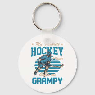 Ice Hocke My Favorite Hockey Player Calls Me Gramp Key Ring