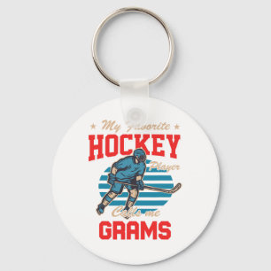 Ice Hocke My Favorite Hockey Player Calls Me Grams Key Ring