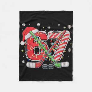 Ice Hockey 67 Christmas Funny Six Seven Meme  Fleece Blanket
