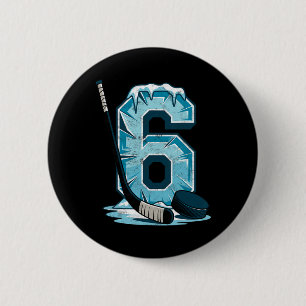 Ice Hockey 6 Years Birthday Boy 6th Bday Kids Hock Cm Round Badge