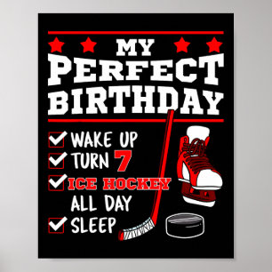 Ice Hockey 7th Perfect Birthday Party Player Sport Poster