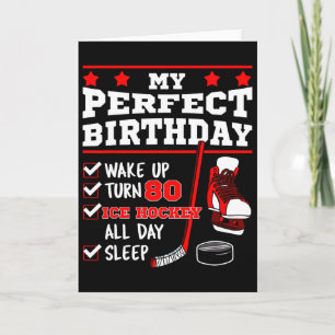 Ice Hockey 80th Perfect Birthday Party Player Spor Card