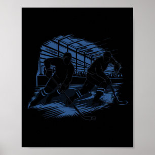 Ice Hockey Action Silhouette Graphic _1  Poster