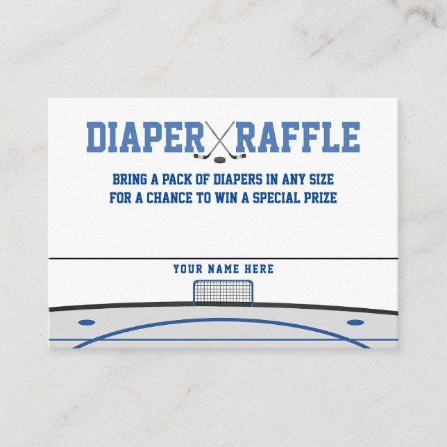 Ice Hockey Baby Shower Diaper Raffle Enclosure Card (Front)