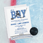 Ice Hockey Baby Shower Invitation<br><div class="desc">This ice hockey themed baby shower invitation is the perfect way to celebrate the arrival of a baby boy! The invitation features a playful design with hockey graphics. Sure to be a hit with any hockey-loving parents-to-be, this invitation is a fun and unique way to invite guests to the baby...</div>