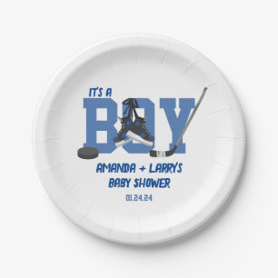 Ice Hockey Baby Shower Paper Plate