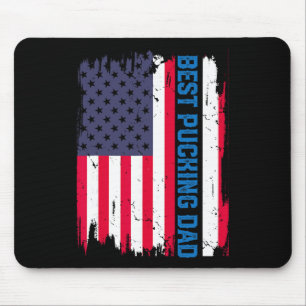 Ice Hockey Best Pucking Dad Usa American Flag Fath Mouse Pad