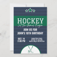Ice Hockey Birthday Blue Green Stripe