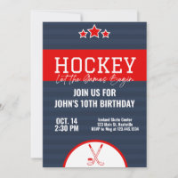 Ice Hockey Birthday Blue Red Stripe