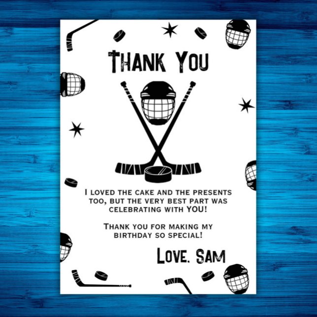 Ice Hockey Birthday, Ice-Hockey Party Thank You Card (Creator Uploaded)