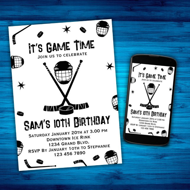 Ice Hockey Birthday Invitation, Ice-Hockey Party Invitation (Creator Uploaded)