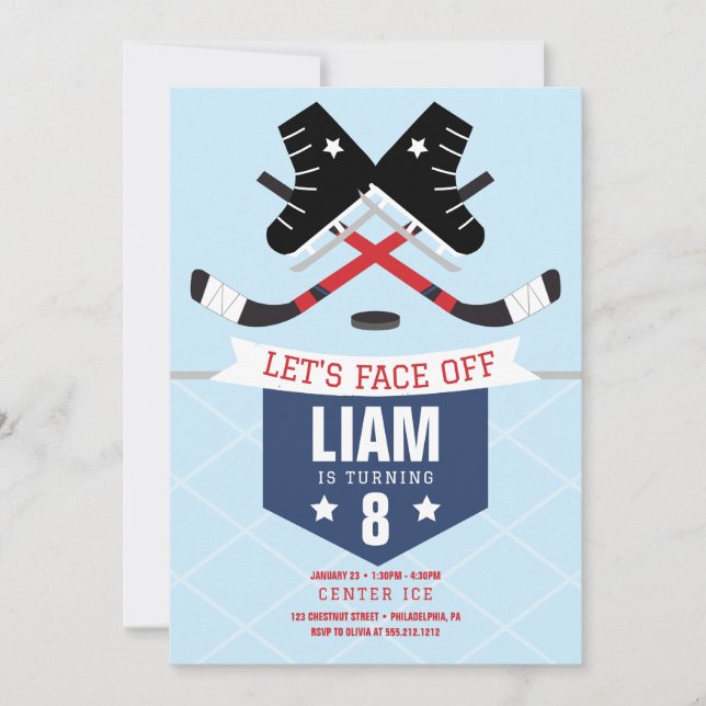 Ice Hockey Birthday Party Invitation (Front)