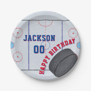 Ice Hockey Birthday Party Paper Plate